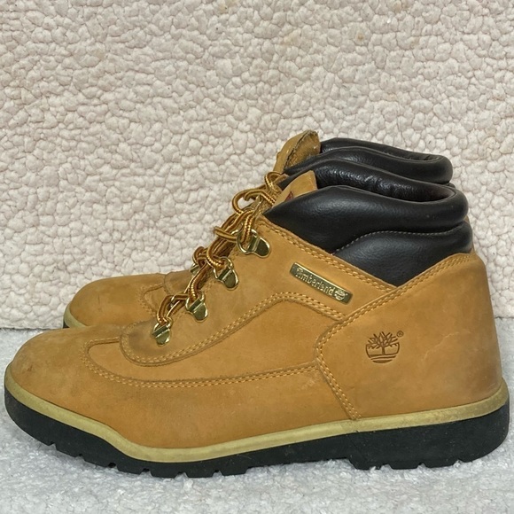 TIMBERLAND Youth 15990 Wheat Nubuck Field Mid Tie Euro Hiker Boots - Sz US 6 - Picture 2 of 12